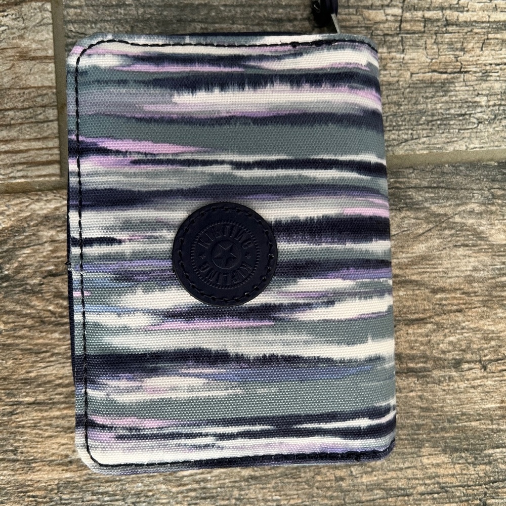 Wallet Kipling women gray blue purple painted stripe